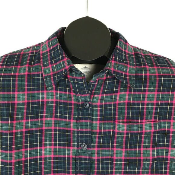 L.L. Bean Fleece-Lined Flannel Shirt Women's Large Plaid Button Up Shacket Chore - Picture 2 of 10